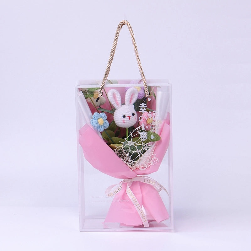 Artificial Sunflower, Rose, and Tulip Yarn Flowers Bouquet|Home Decor Artificial Flowers