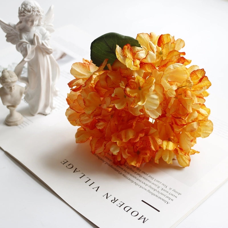 Retro Style Coral Hydrangea Artificial Flower Oil Painting for Home Decor & Wedding Photography Props|Home Decor & Photography Props