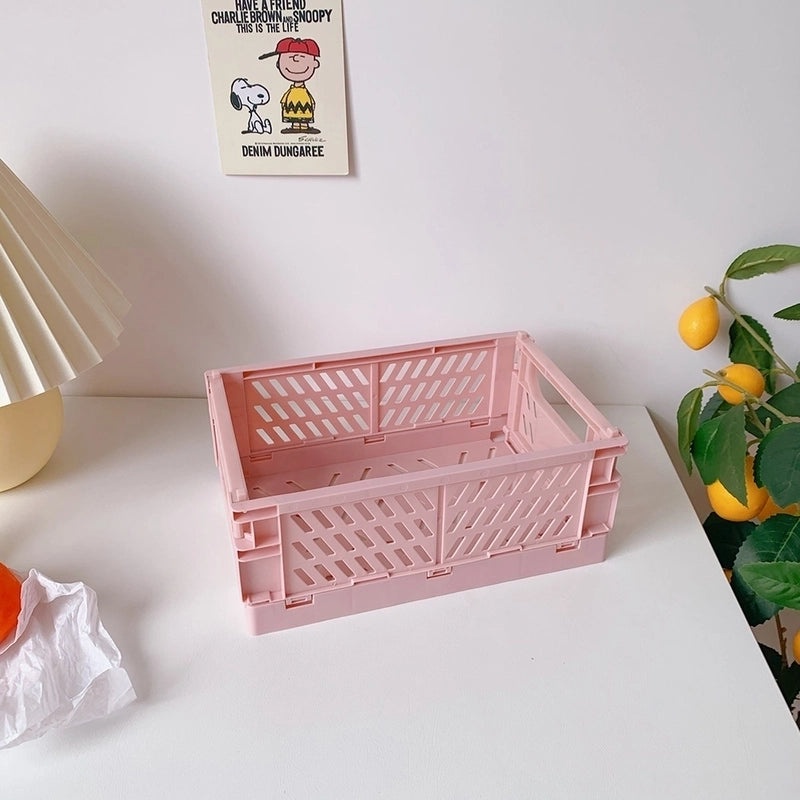 2-Pack Foldable Plastic Storage Baskets for Student Desk Organizers|Desk Organizers & Storage