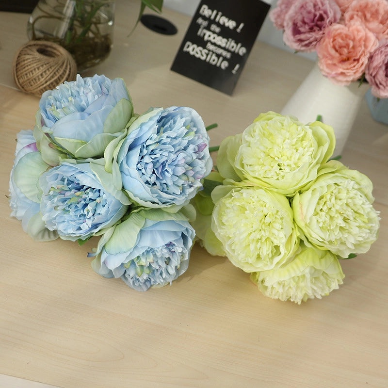 Artificial Five-Headed Peony Bouquet Silk Flowers Home Wedding Decoration|Home Decor