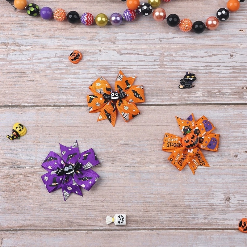 Funny Halloween Pattern Ribbed Ribbon Hairpin for Party|Hair Accessories