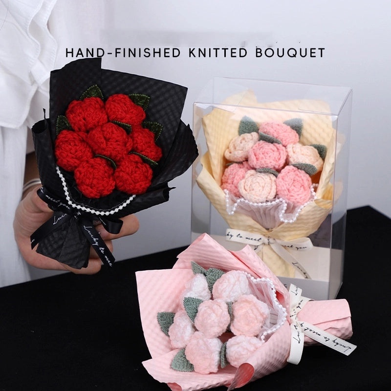 Romantic Rose Knit Artificial Flowers for Valentine’s Day Decoration|Home Decor & Gifts