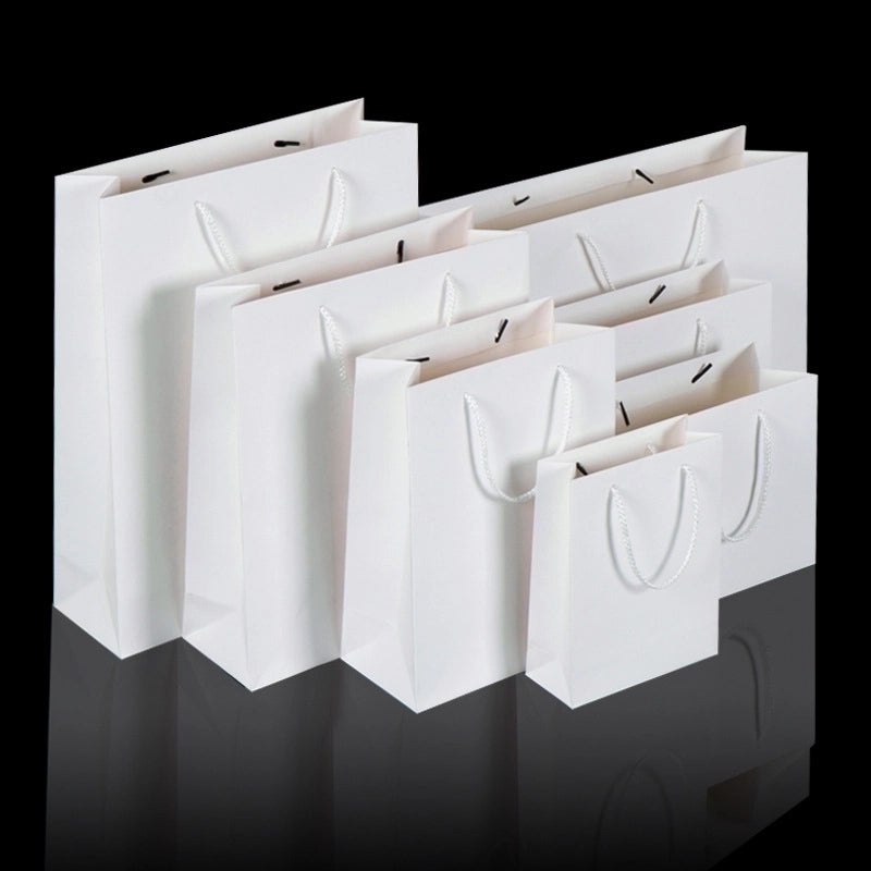 Thickened White Kraft Paper Gift Bag with Handles | Paper Bags & Gift Packaging