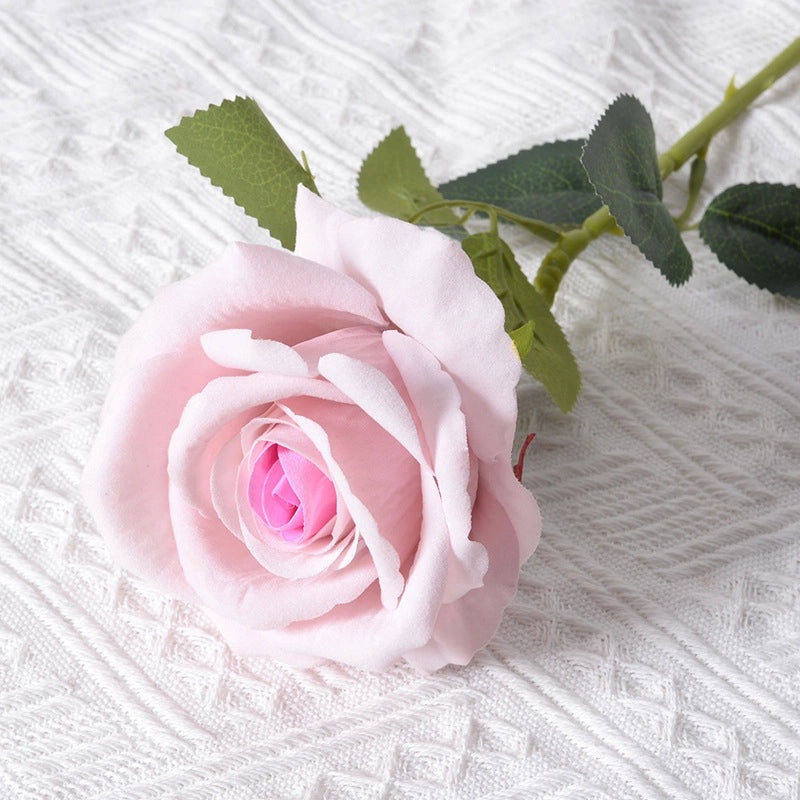 Romantic Artificial Rose Single Stem Valentine’s Day Home & Wedding Decor Soft Flannel Feel|Home Decor & Wedding Supplies