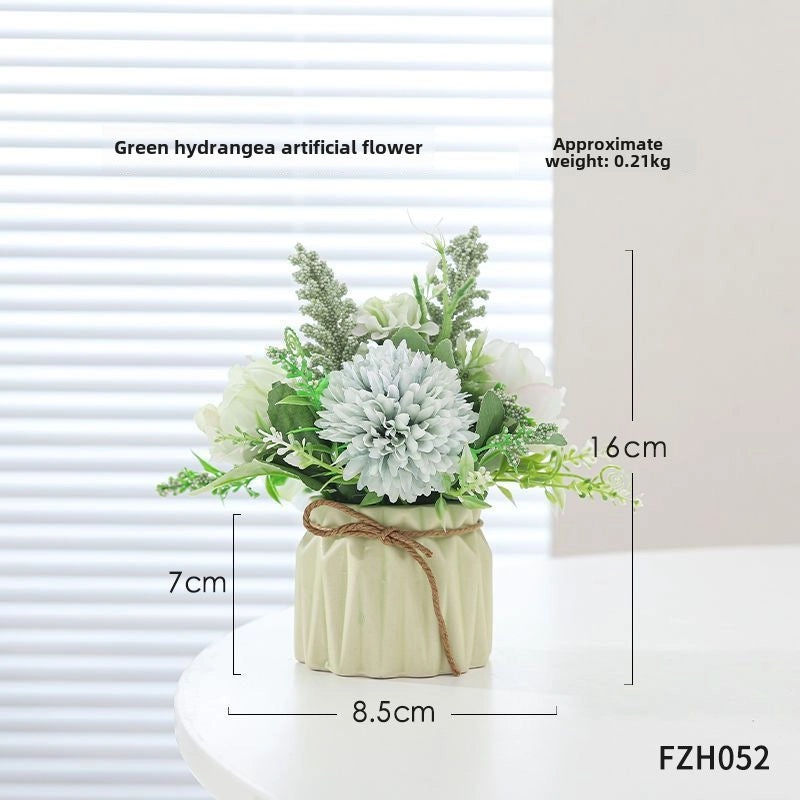 Artificial Hydrangea Bouquet Green Floral Arrangement for Living Room Desktop Decoration|Home Decor Artificial Flowers