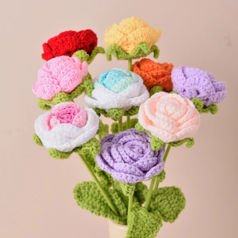 Artificial Sunflower, Rose, and Tulip Yarn Flowers Bouquet|Home Decor Artificial Flowers