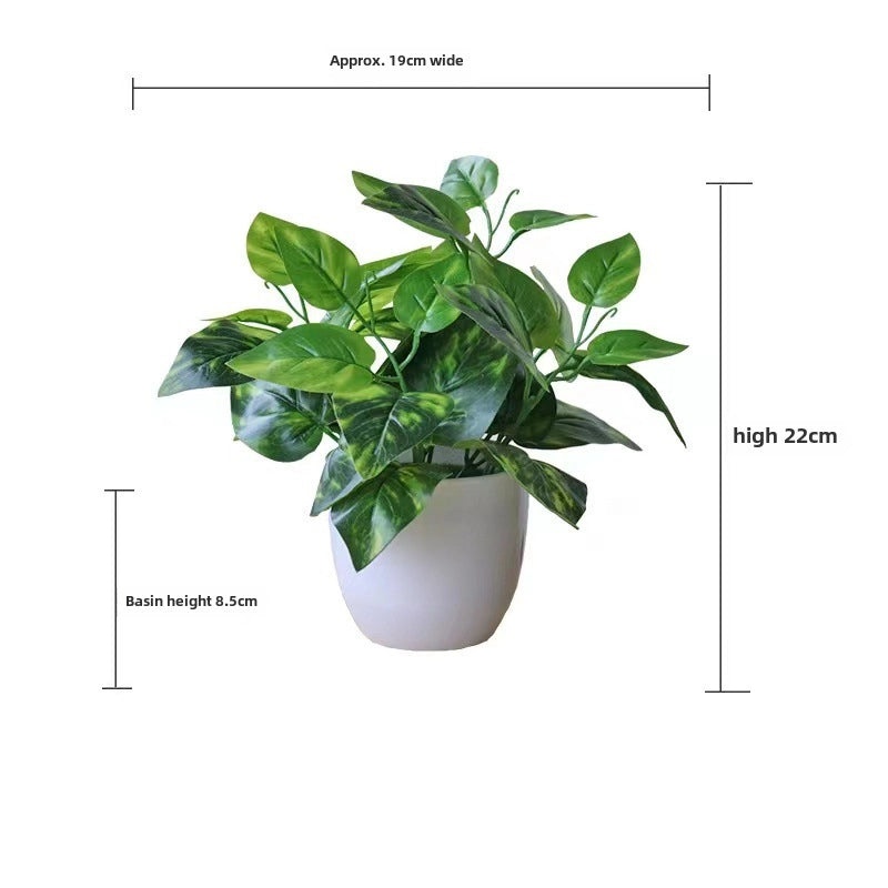 Artificial Green Rose Leaf Plant in Pot|Home Decor Artificial Plants