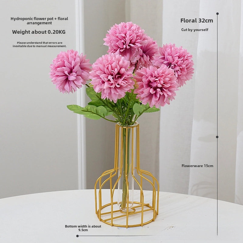 Nordic Artificial Flowers with Glass Vase Set | Home Decor