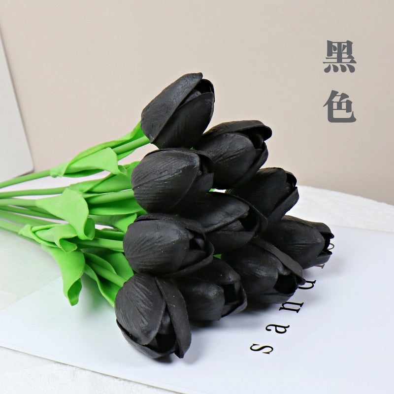 10 Pieces Artificial Tulip Flowers Moisturizing PU Simulation for Home Office Photography Decor|Artificial Flowers & Plants
