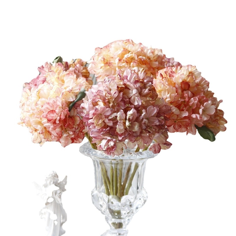 Retro Style Coral Hydrangea Artificial Flower Oil Painting for Home Decor & Wedding Photography Props|Home Decor & Photography Props