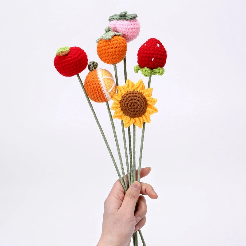 Colorful Fruit-Inspired Yarn Flowers for Decoration|Home Decor & Artificial Flowers