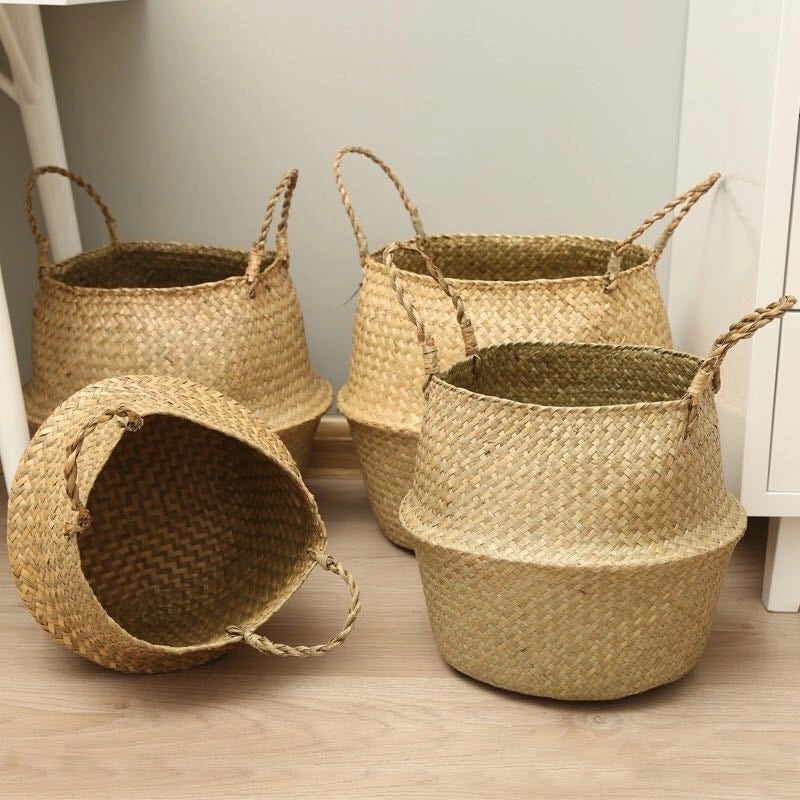 Vintage Plain Straw Basket Organizer|Home Storage & Organization