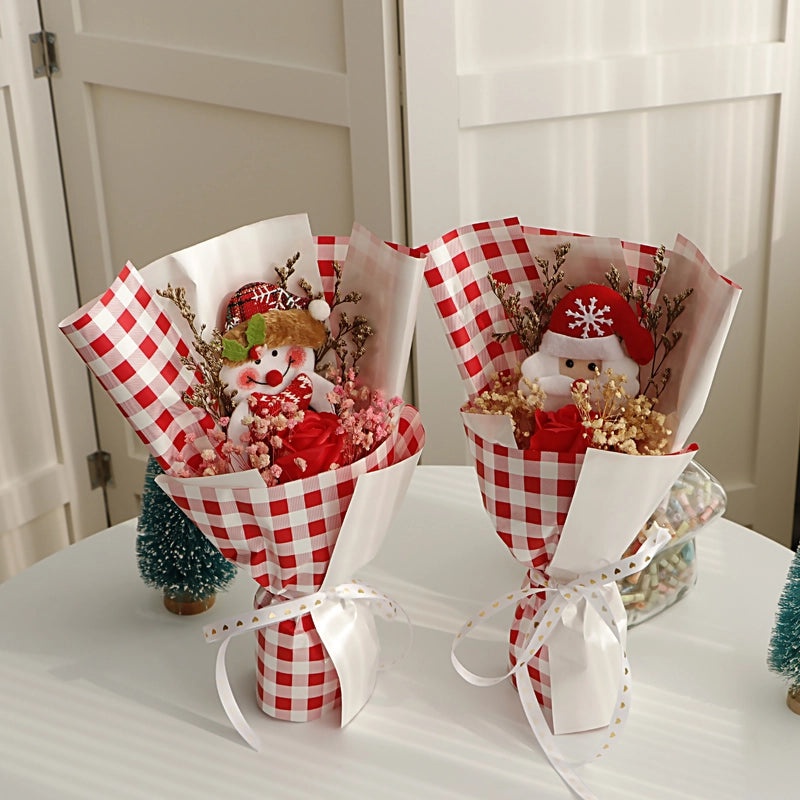 Festive Santa Snowman Fabric Flowers Decoration|Christmas Home Decor