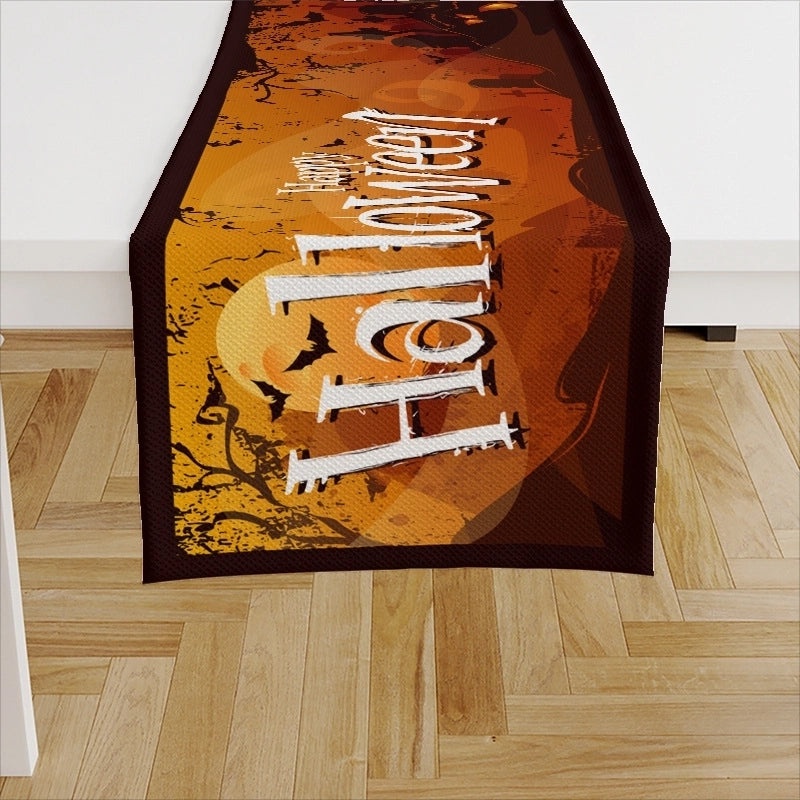 Ethnic Halloween Linen Tablecloth with Color Block Design for Vacation | Home Decor Table Linens