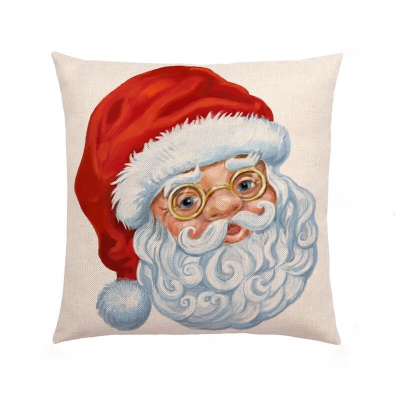 Festive Christmas Tree and Santa Claus Linen Pillow Covers|Home Decor Pillows
