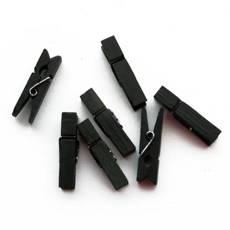 400 PCS Colorful Mini Wooden Clips 3.5x0.7cm with Hemp Rope Decorative Photo Clothes Pin|Home Decor Accessories