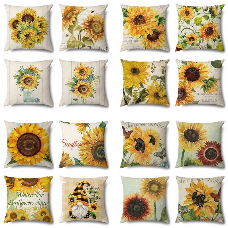 Rustic Sunflower Linen Pillow Covers|Home Decor Pillows