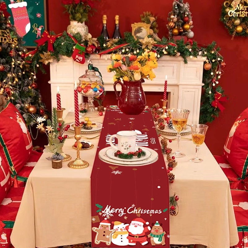 Festive Santa Claus Polyester Tablecloth for Christmas Decor|Home & Kitchen > Table Linens > Tablecloths