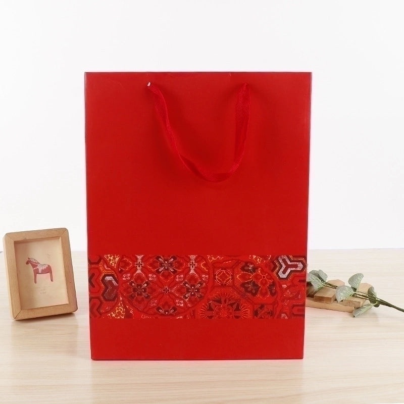 Red Festive Gift Bag Portable Paper Packaging Return Gift Bag | Gift Bags & Packaging