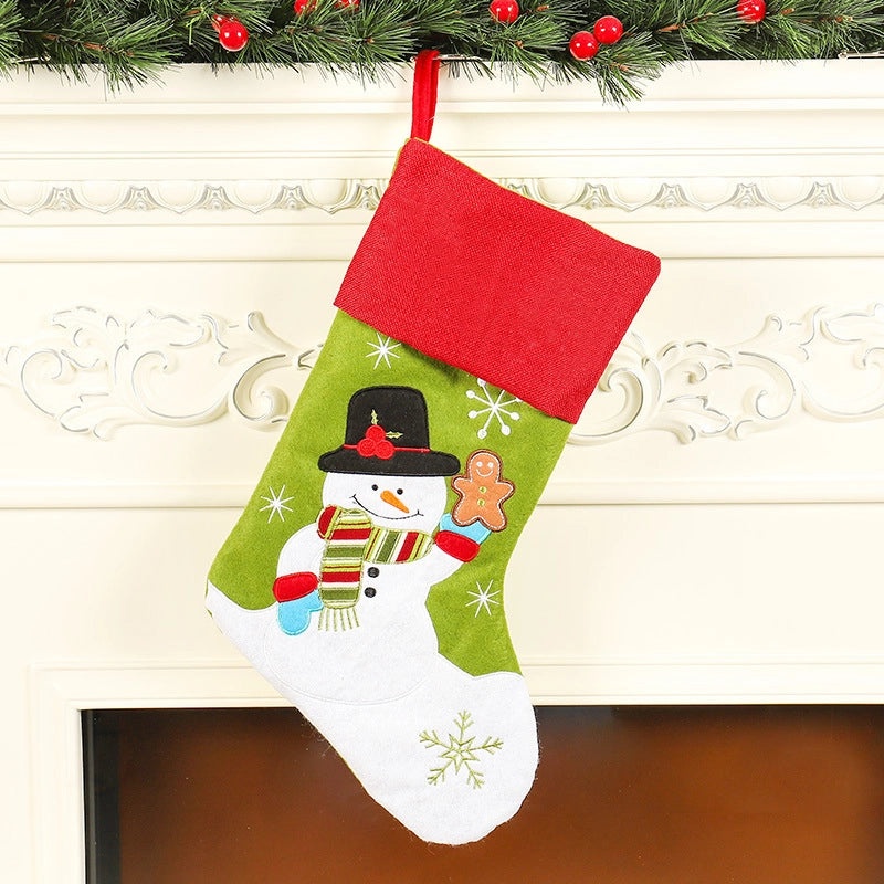 2023 Christmas Linen Gift Bag with Santa Claus Embroidered Socks Christmas Stocking Holiday Gifts|Christmas Decorations & Gifts
