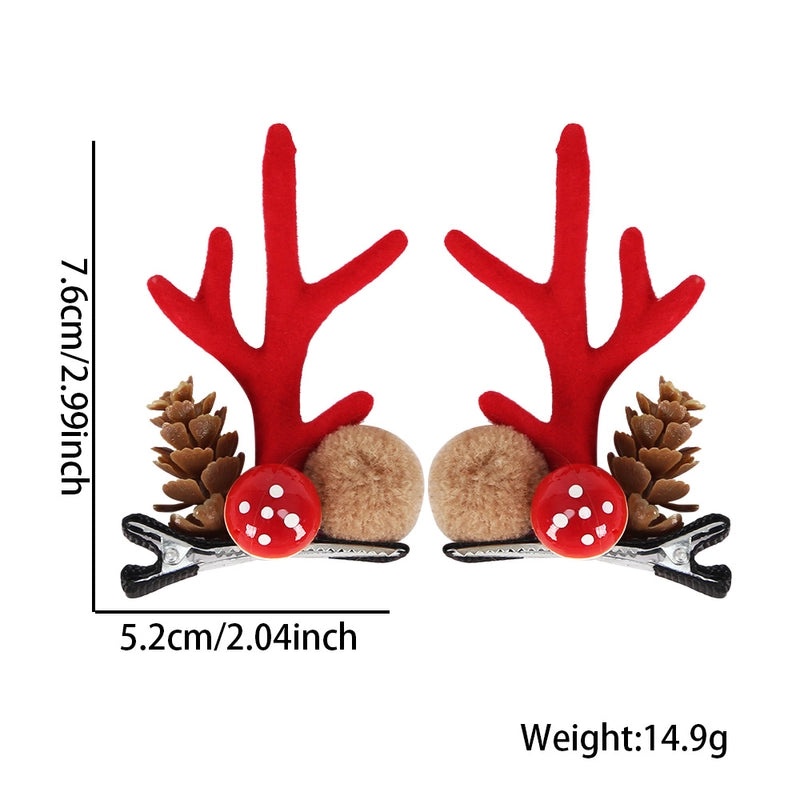 Festive Cartoon Reindeer Antler Hairpin Plastic Christmas Party Accessory|Holiday Party Accessories
