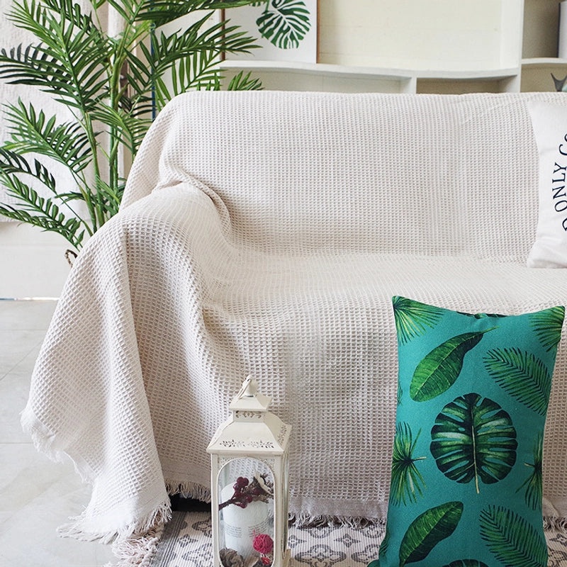 Nordic Minimalist Waffle Sofa Blanket Protective Dust Cover Full Fabric Sofa Towel|Home Textile Accessories