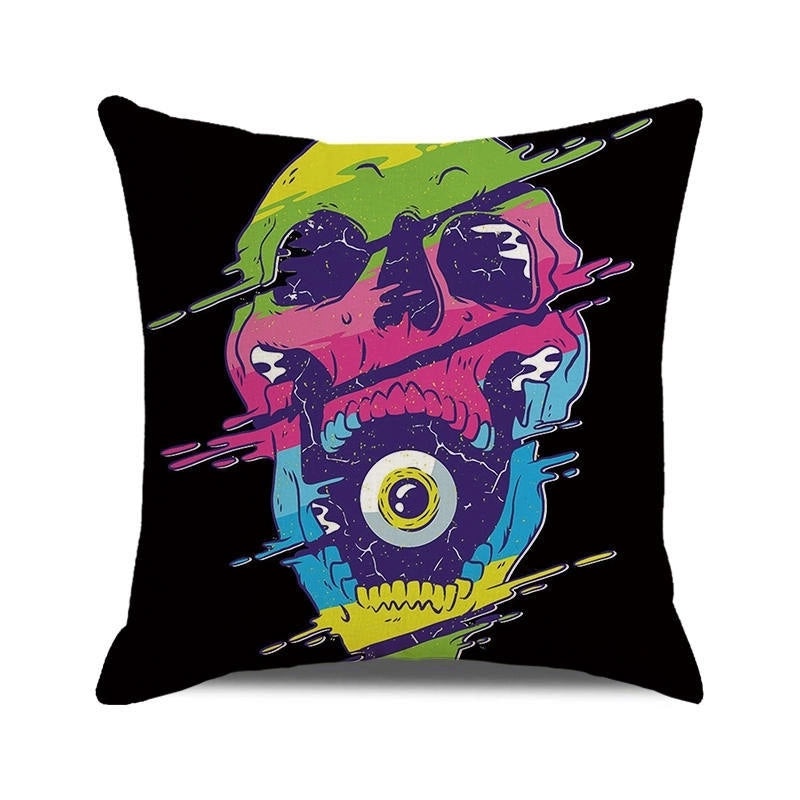 Halloween Skull Cotton Pillow Covers Retro Punk Style for Couch Sofa Decor|Home Decor & Pillows