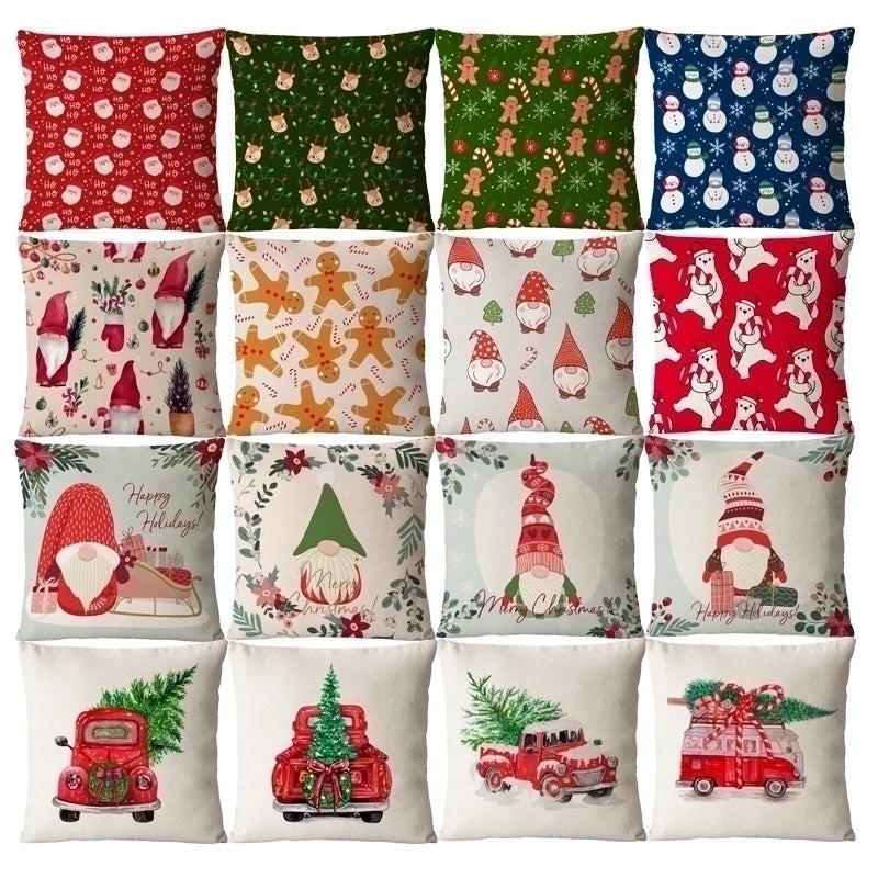 Festive Santa Snowman Linen Pillow Covers for Couch Sofa Holiday Home Decor | Home Decor & Pillows