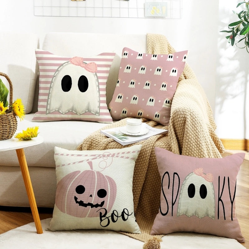 Halloween Nordic Pumpkin Ghost Linen Pillow Covers for Couch Sofa Decor | Home Decor & Pillows