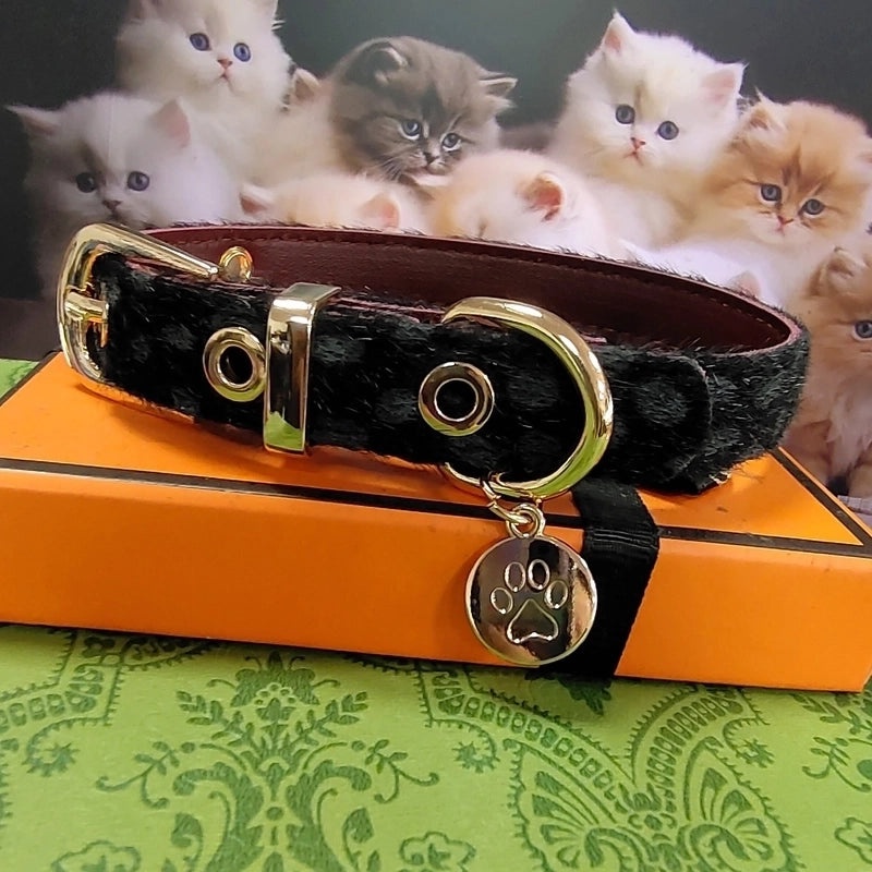 Luxury Mohair Leopard Print Pet Collar British Style | Pet Accessories