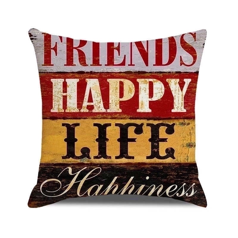 Vintage Letter Print Polyester Pillow Covers|Home Decor Pillows