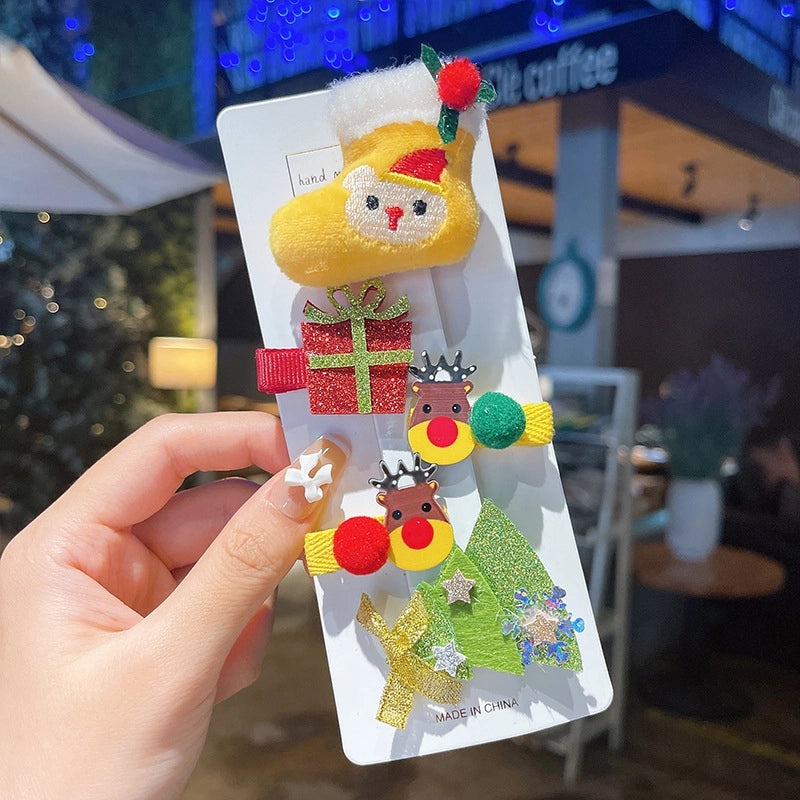 Minimalist Christmas Tree Hairpin with Bow Knot and Elk Design|Hair Accessories