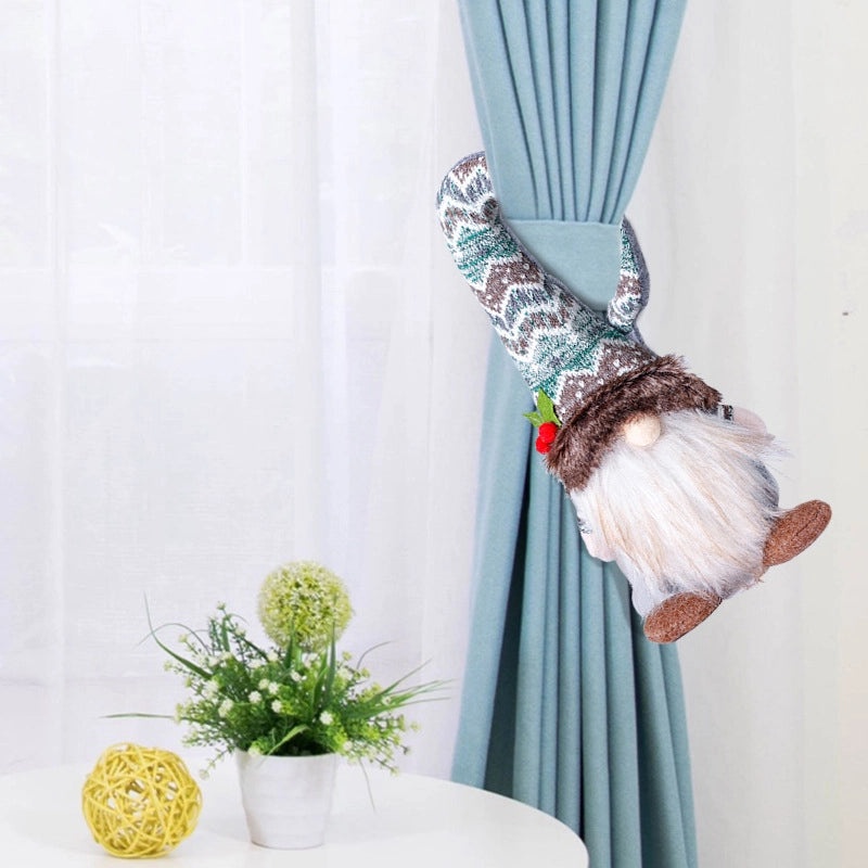 Christmas Faceless Doll with Bent Hat Curtain Tieback Button | Home Decor Accessories