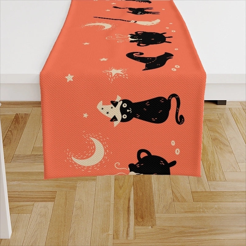 Ethnic Halloween Linen Tablecloth with Color Block Design for Vacation | Home Decor Table Linens