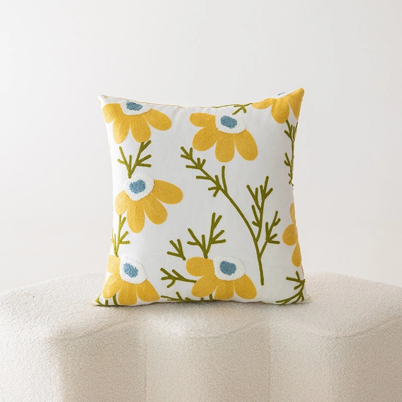 Elegant Minimalist Floral Cotton Pillow Covers for Couch and Sofa | Home Decor Bedding
