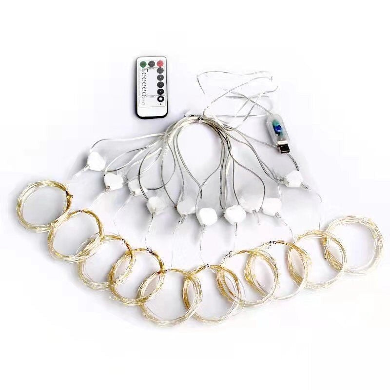 3x3M USB Remote Control Copper LED Curtain String Lights for Holiday Room Decoration Starry Ambiance|Home Decor Lighting