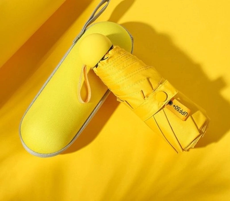 Mini Five-Fold Compact Umbrella | Portable Sun Shade Pocket Umbrella for Sun Protection with Custom Logo | Gifts & Promotional Products