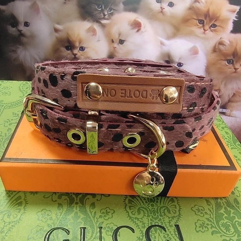 Luxury Mohair Leopard Print Pet Collar British Style | Pet Accessories