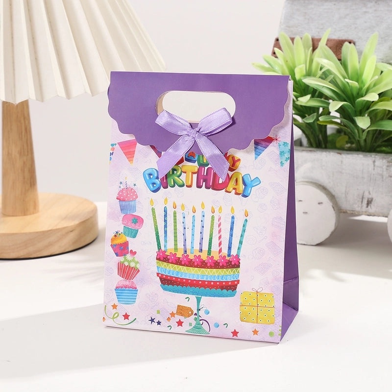 Birthday Cake Printed White Cardboard Gift Bag for Birthday Desserts | Gift Packaging Bags