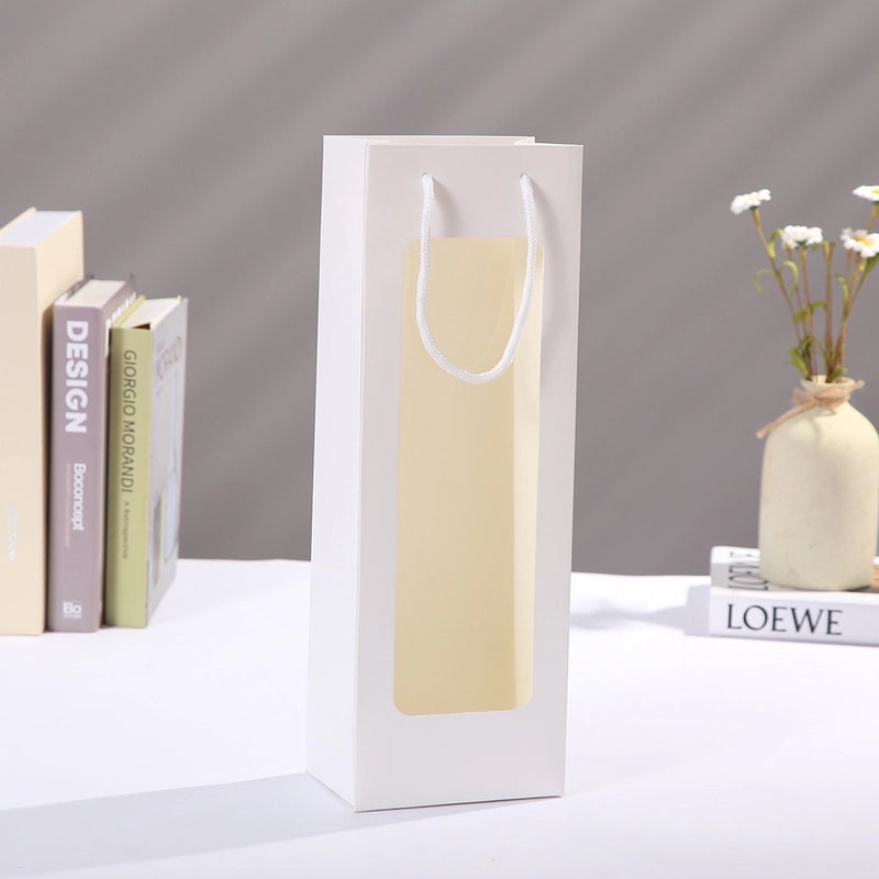 Valentine's Red Wine Gift Bag with Transparent Window|Gift Bags & Packaging