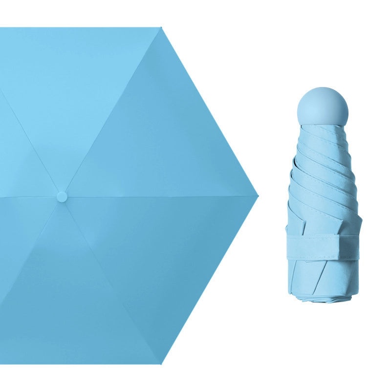 Mini Five-Fold Compact Umbrella | Portable Sun Shade Pocket Umbrella for Sun Protection with Custom Logo | Gifts & Promotional Products