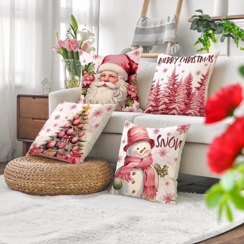 Christmas Holiday Linen Pillow Covers for Couch & Sofa | Home Decor