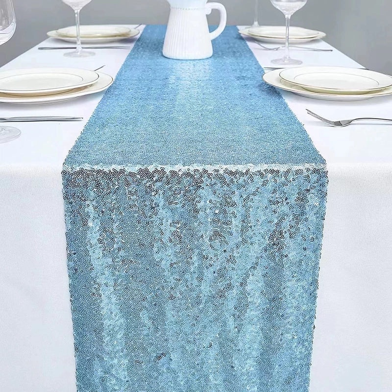Embroidered Polyester Sequin Table Runner for Wedding & Christmas Decor | Home & Living Table Linens