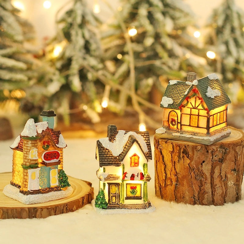 Retro Christmas House Resin Decoration|Holiday Home Decor