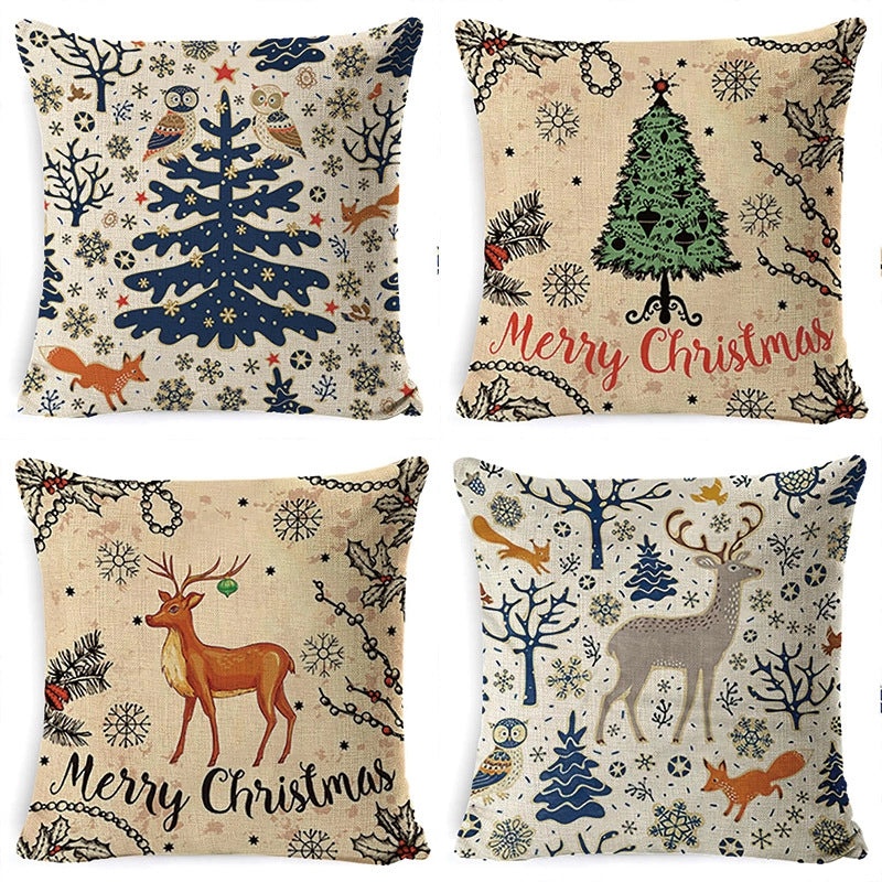 Christmas Geometric Snowflake Cartoon Cushion Cover for Couch Sofa | Home Decor & Cushions