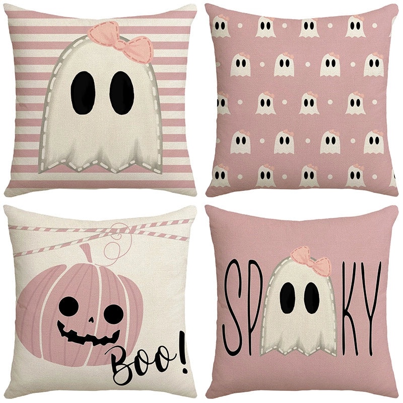 Halloween Nordic Pumpkin Ghost Linen Pillow Covers for Couch Sofa Decor | Home Decor & Pillows