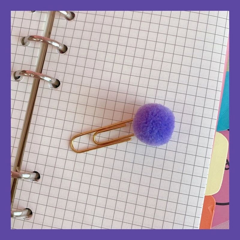 Cute Japanese Metal Paper Clip Bookmark with Colorful Candy Hairy Ball Pin for Students and Office Supplies|Stationery