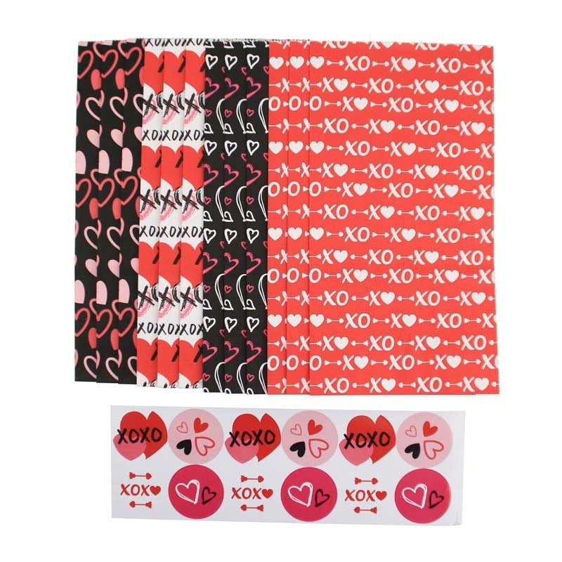 Romantic Red Heart Kraft Paper Gift Bags for Valentine's Day Date Wrapping Supplies 1 Set|Gift Wrapping Supplies