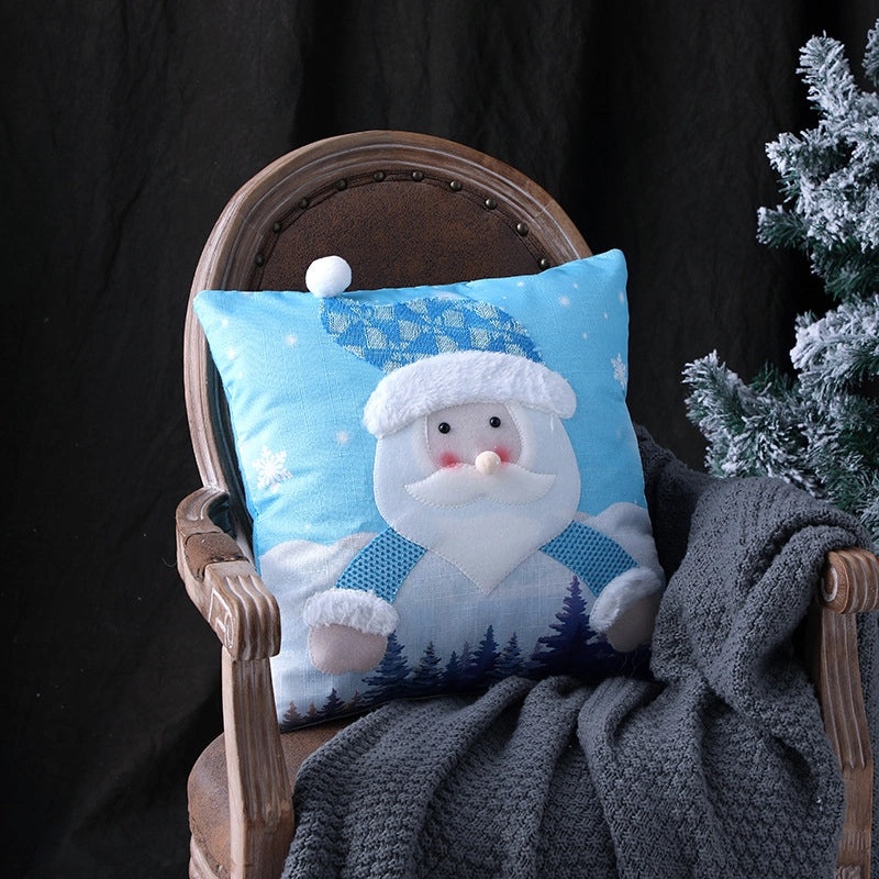Luminous Santa and Snowman Hugging Christmas Pillowcase | Holiday Home Decor