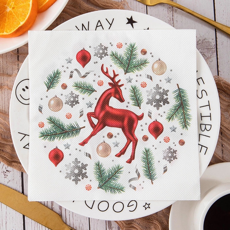 Nordic Christmas Elk Tableware Set Wooden Pulp Classic Holiday Dinnerware|Home & Kitchen>Dining & Entertaining>Tableware